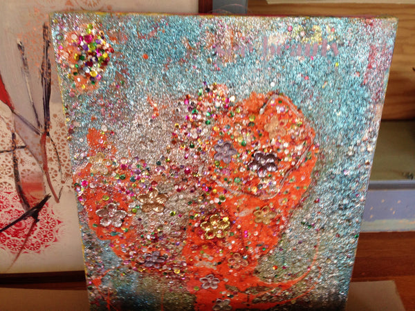 See beauty in what you do, sequins heart 24 x 30